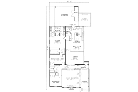 Floor Plan - Main Floor for Traditional House Plan #17-142 - 3 bed, 2 bath