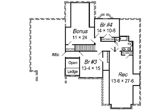Floor Plan - Upper Floor for European House Plan #329-298 - 4 bed, 3.5 bath