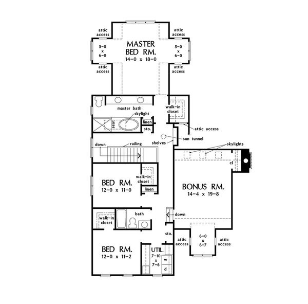 Architectural House Design - Traditional Floor Plan - Upper Floor Plan #929-1073