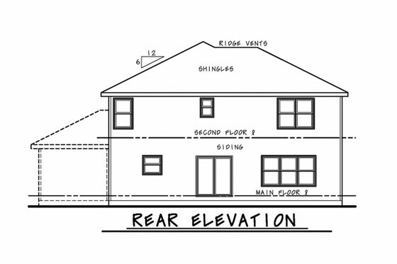 Exterior - Rear Elevation for Craftsman House Plan #20-2345 - 4 bed, 3.5 bath