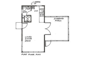 Floor Plan - Main Floor for Cottage House Plan #510-1 - 1 bed, 1 bath