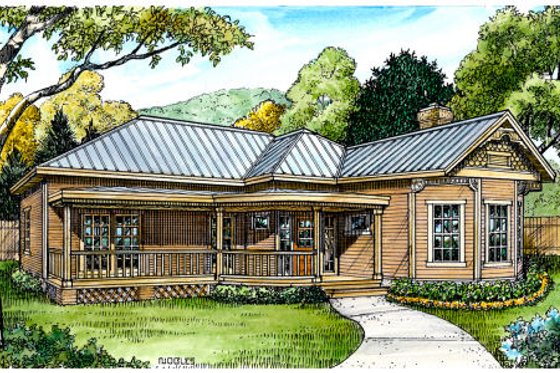 Exterior - Front Elevation for Cottage House Plan #140-141 - 2 bed, 2 bath