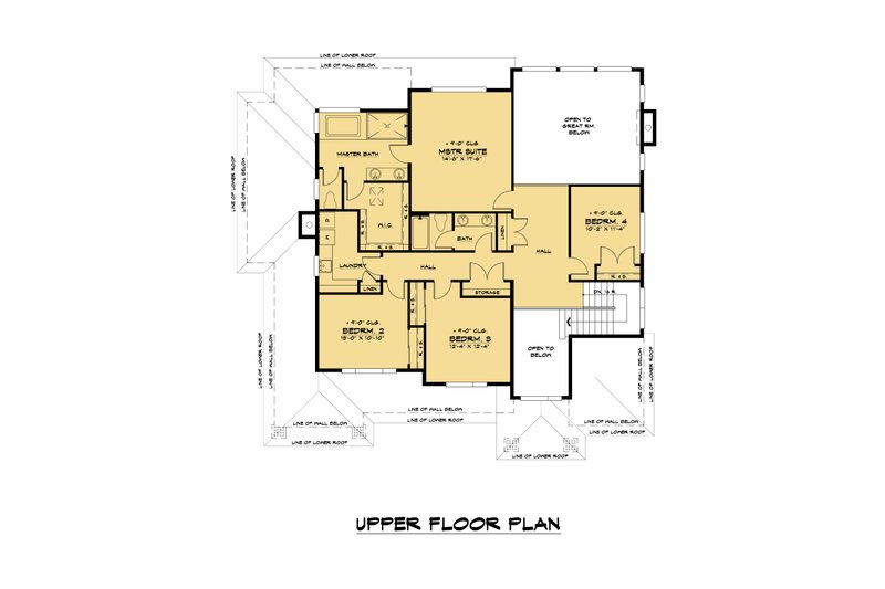 House Blueprint - Floor Plan - Upper Floor for Contemporary House Plan #1066-121 - 4 bed, 2.5 bath