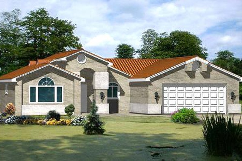 Home Plan - Mediterranean Exterior - Front Elevation Plan #1-196