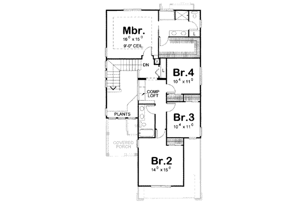 Farmhouse Floor Plan - Upper Floor Plan #20-1659