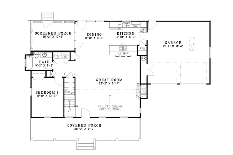 Dream House Plan - Floor Plan - Main Floor for Country House Plan #17-566 - 2 bed, 2 bath
