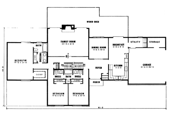 Floor Plan - Main Floor for Contemporary House Plan #10-250 - 3 bed, 2 bath