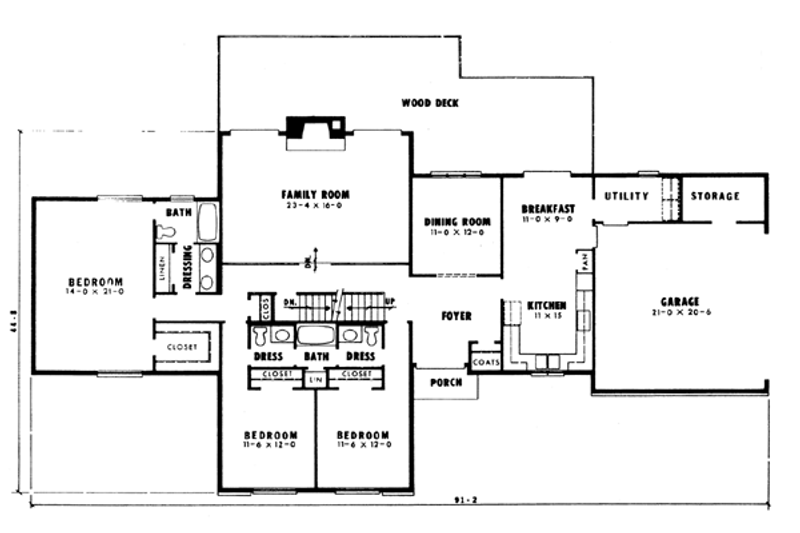 Architectural House Design - Floor Plan - Main Floor for Contemporary House Plan #10-250 - 3 bed, 2 bath