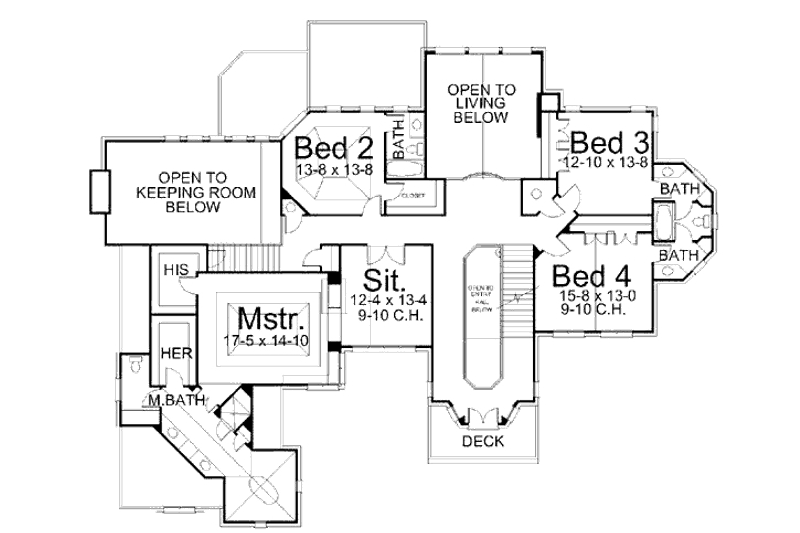 Dream House Plan - Floor Plan - Upper Floor for European House Plan #119-201 - 5 bed, 4 bath