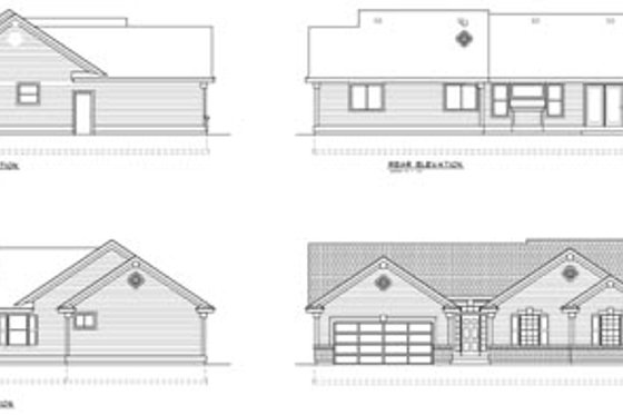 Exterior - Rear Elevation for Traditional House Plan #100-427 - 3 bed, 2 bath
