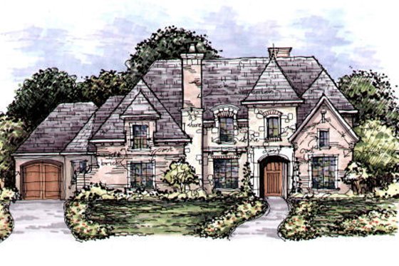 Exterior - Front Elevation for European House Plan #141-322 - 5 bed, 5.5 bath