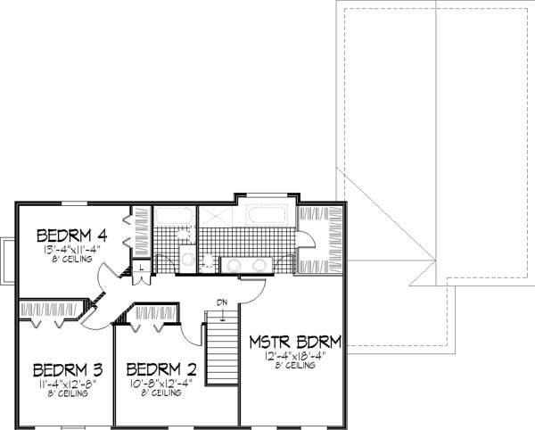 Floor Plan - Upper Floor for Colonial House Plan #51-340 - 4 bed, 2.5 bath