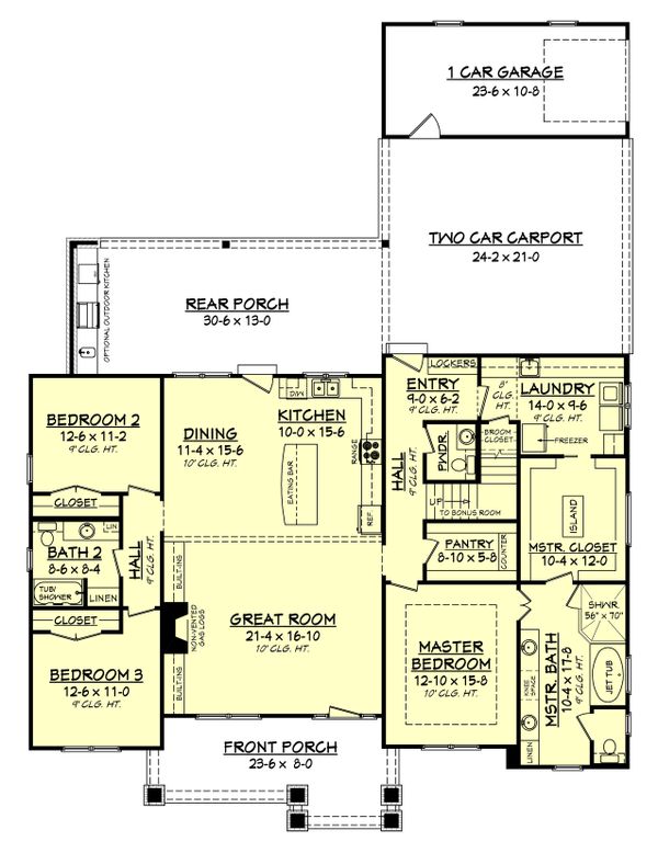 House Blueprint - Craftsman Floor Plan - Main Floor Plan #430-141