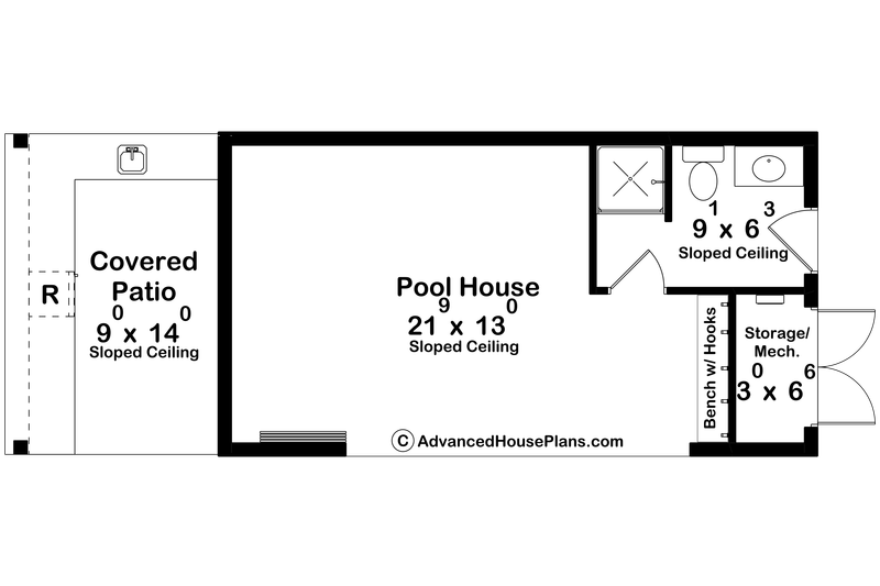 House Blueprint - Floor Plan - Main Floor for Modern House Plan #455-469, 1 bath