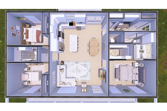 Floor Plan - Main Floor 1 for Farmhouse House Plan #44-263 - 3 bed, 2 bath