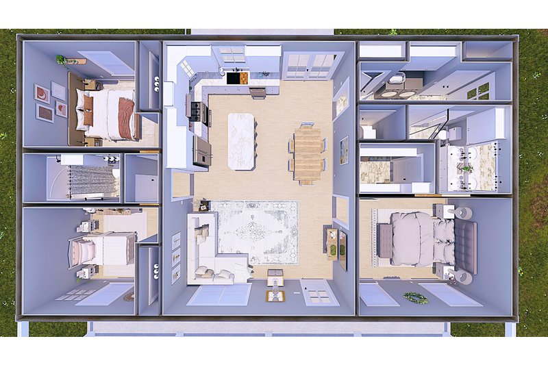 Dream House Plan - Floor Plan - Main Floor 1 for Farmhouse House Plan #44-263 - 3 bed, 2 bath