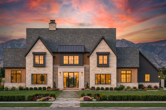 Exterior - Front Elevation for Tudor House Plan #1096-184 - 4 bed, 4.5 bath