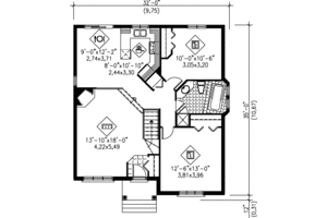 Floor Plan - Main Floor for Traditional House Plan #25-190 - 2 bed, 1 bath