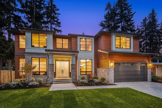 Exterior - Front Elevation for Contemporary House Plan #1066-125 - 5 bed, 4.5 bath