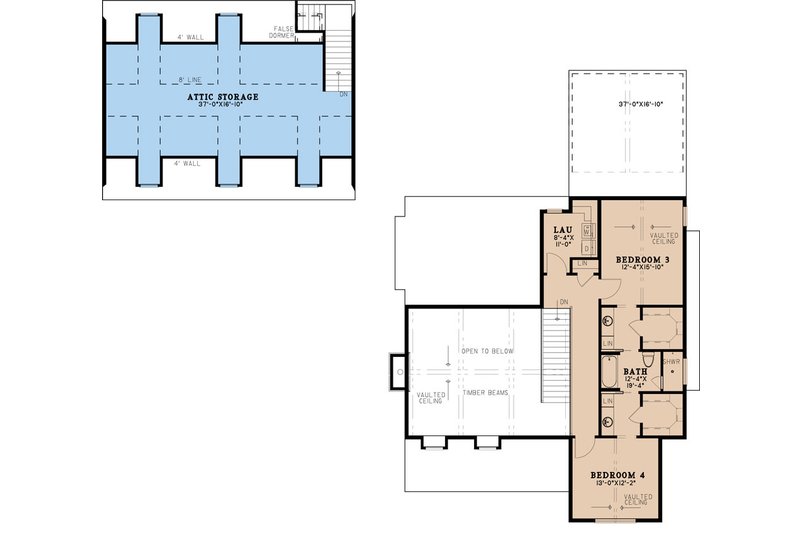 House Blueprint - Floor Plan - Upper Floor for Farmhouse House Plan #923-273 - 4 bed, 3.5 bath