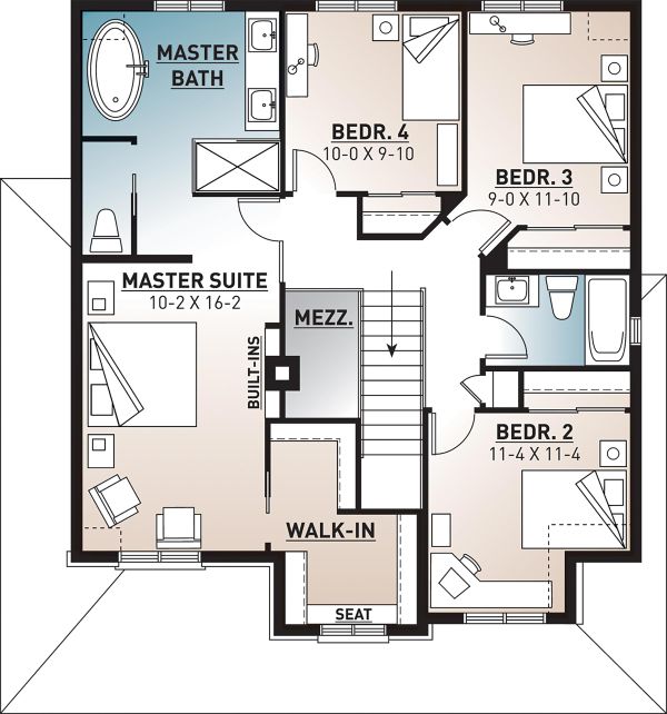 Farmhouse Floor Plan - Upper Floor Plan #23-864