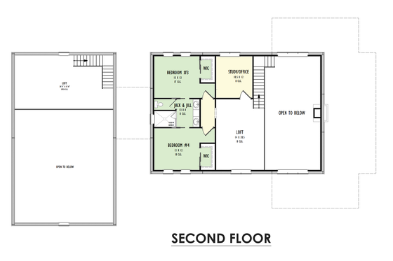 Floor Plan - Upper Floor for Barndominium House Plan #1092-52 - 4 bed, 3 bath
