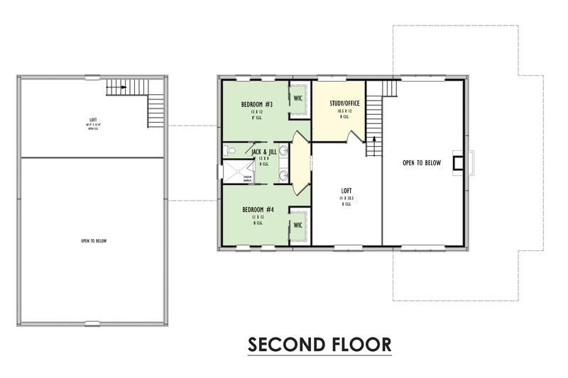 Architectural House Design - Floor Plan - Upper Floor for Barndominium House Plan #1092-52 - 4 bed, 3 bath