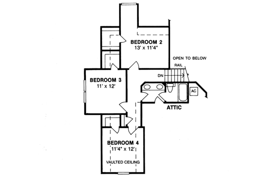 Floor Plan - Upper Floor for Traditional House Plan #20-228 - 4 bed, 2.5 bath