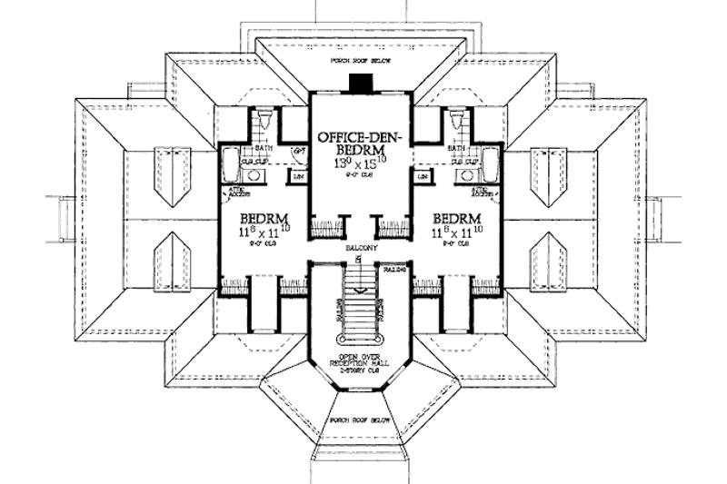 Home Plan - Floor Plan - Upper Floor for Country House Plan #72-155 - 4 bed, 3.5 bath