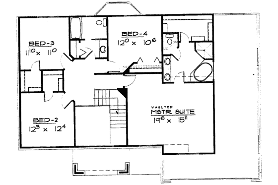 Floor Plan - Upper Floor for Traditional House Plan #308-171 - 4 bed, 2.5 bath