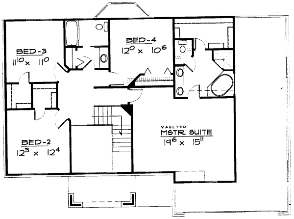Floor Plan - Upper Floor for Traditional House Plan #308-171 - 4 bed, 2.5 bath