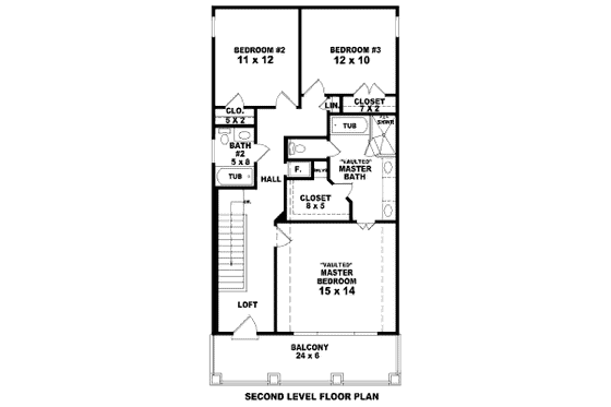 Floor Plan - Upper Floor for Southern House Plan #81-13604 - 3 bed, 2.5 bath