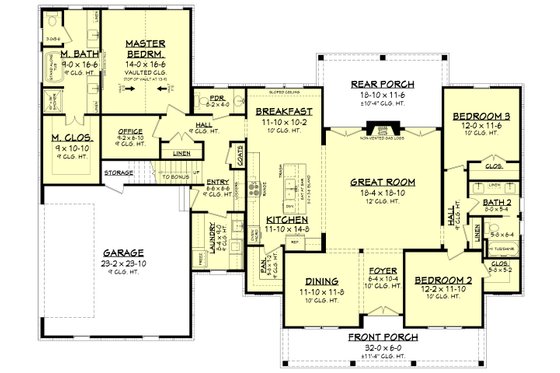 Floor Plan - Main Floor for Farmhouse House Plan #430-218 - 3 bed, 2.5 bath