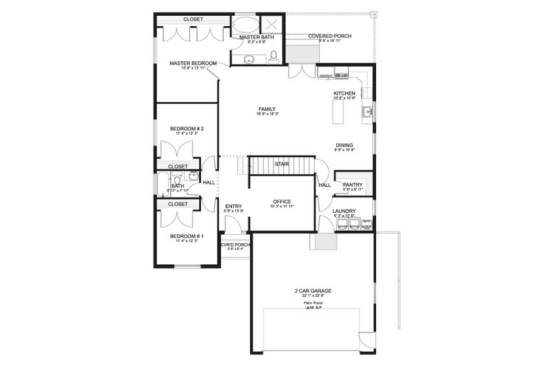 Dream House Plan - Floor Plan - Main Floor for Ranch House Plan #1060-42 - 3 bed, 2 bath