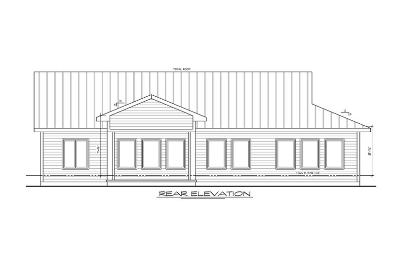 House Blueprint - Exterior - Rear Elevation 1 for Contemporary House Plan #20-2579 - 3 bed, 2 bath