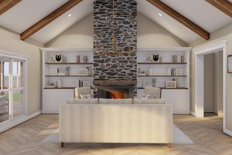 House Blueprint - Interior - Family Room 1 for Farmhouse House Plan #923-424 - 4 bed, 2.5 bath