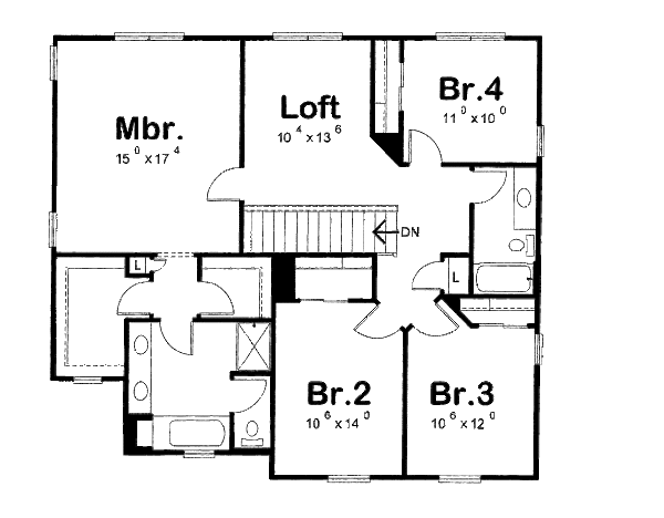 European Floor Plan - Upper Floor Plan #20-2140