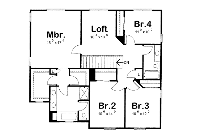 Home Plan - Floor Plan - Upper Floor for European House Plan #20-2140 - 4 bed, 2.5 bath