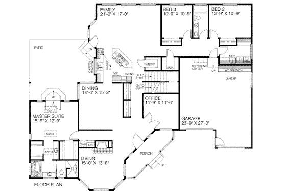 Floor Plan - Main Floor for Traditional House Plan #60-216 - 4 bed, 2 bath