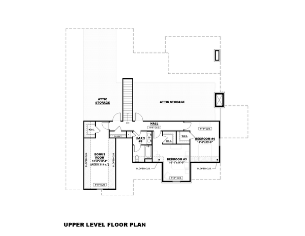 House Design - Floor Plan - Upper Floor for Farmhouse House Plan #1117-45 - 4 bed, 3 bath
