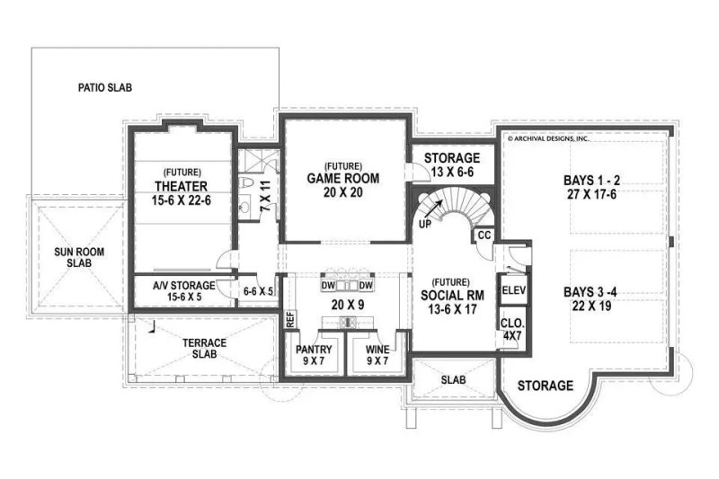 Architectural House Design - Floor Plan - Lower Floor for European House Plan #119-481 - 5 bed, 5 bath