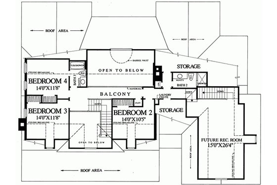 Floor Plan - Upper Floor for Southern House Plan #137-185 - 4 bed, 3 bath