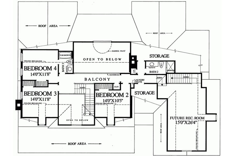 Dream House Plan - Floor Plan - Upper Floor for Southern House Plan #137-185 - 4 bed, 3 bath