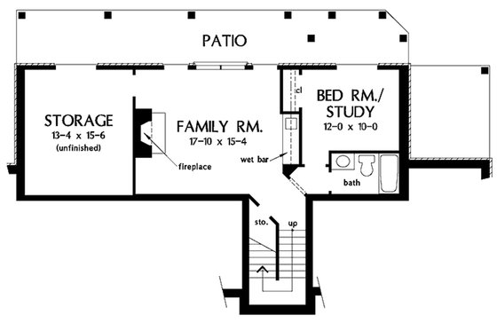 Floor Plan - Lower Floor for European House Plan #929-41 - 4 bed, 3.5 bath