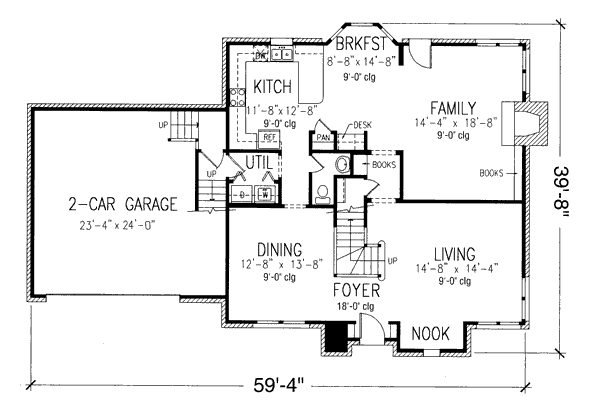 Architectural House Design - Colonial Floor Plan - Main Floor Plan #410-368