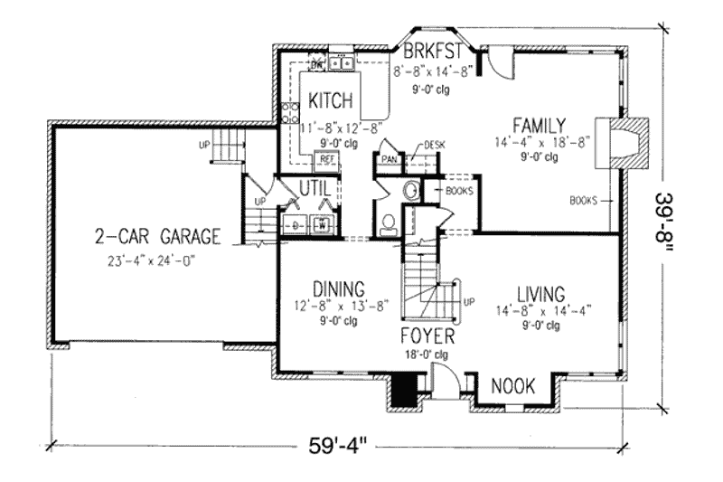 Home Plan - Floor Plan - Main Floor for Colonial House Plan #410-368 - 4 bed, 2.5 bath