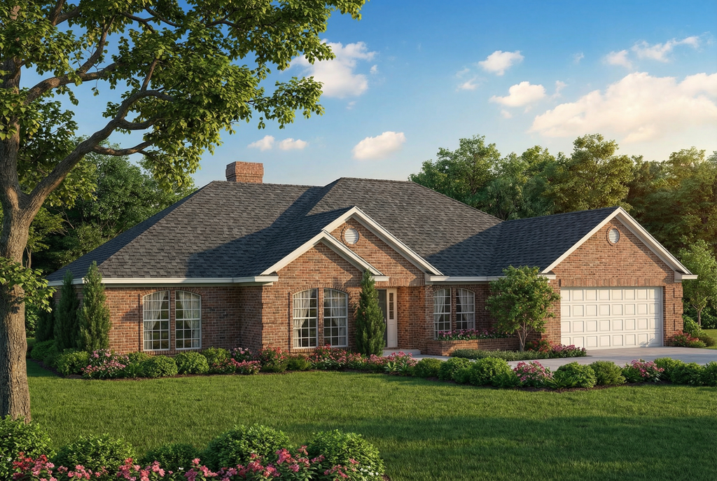 Exterior - Front Elevation 2 for Ranch House Plan #17-2624 - 4 bed, 2.5 bath