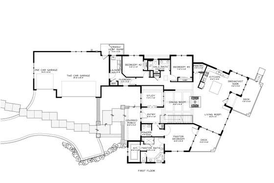Floor Plan - Main Floor for Prairie House Plan #895-7 - 3 bed, 2.5 bath