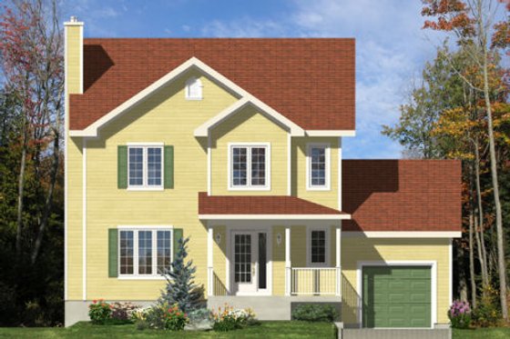 Exterior - Front Elevation for Country House Plan #138-254 - 3 bed, 1.5 bath
