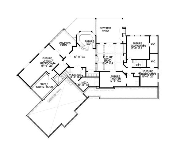 Craftsman Floor Plan - Lower Floor Plan #54-398
